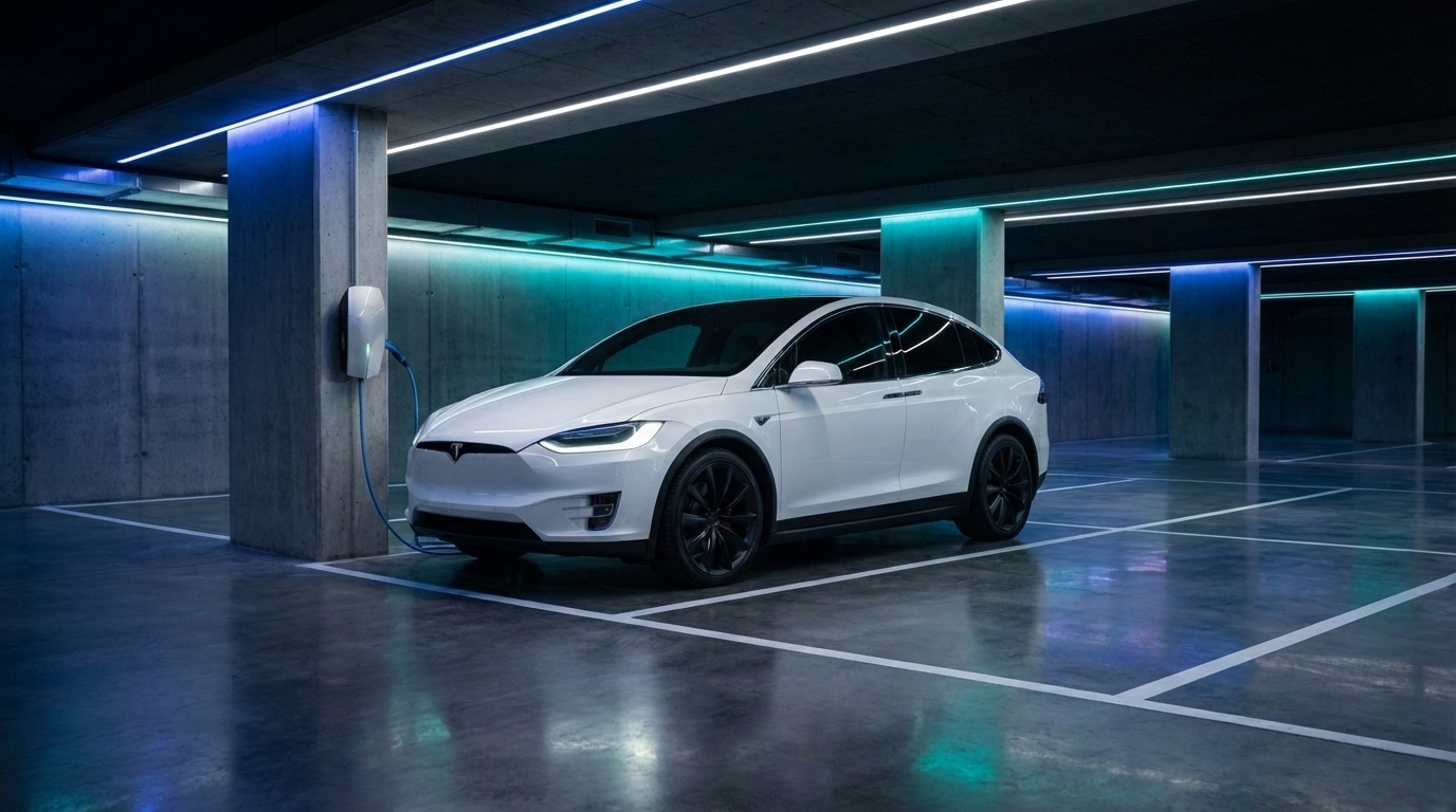 Instalação de carregador veicular em garagem moderna